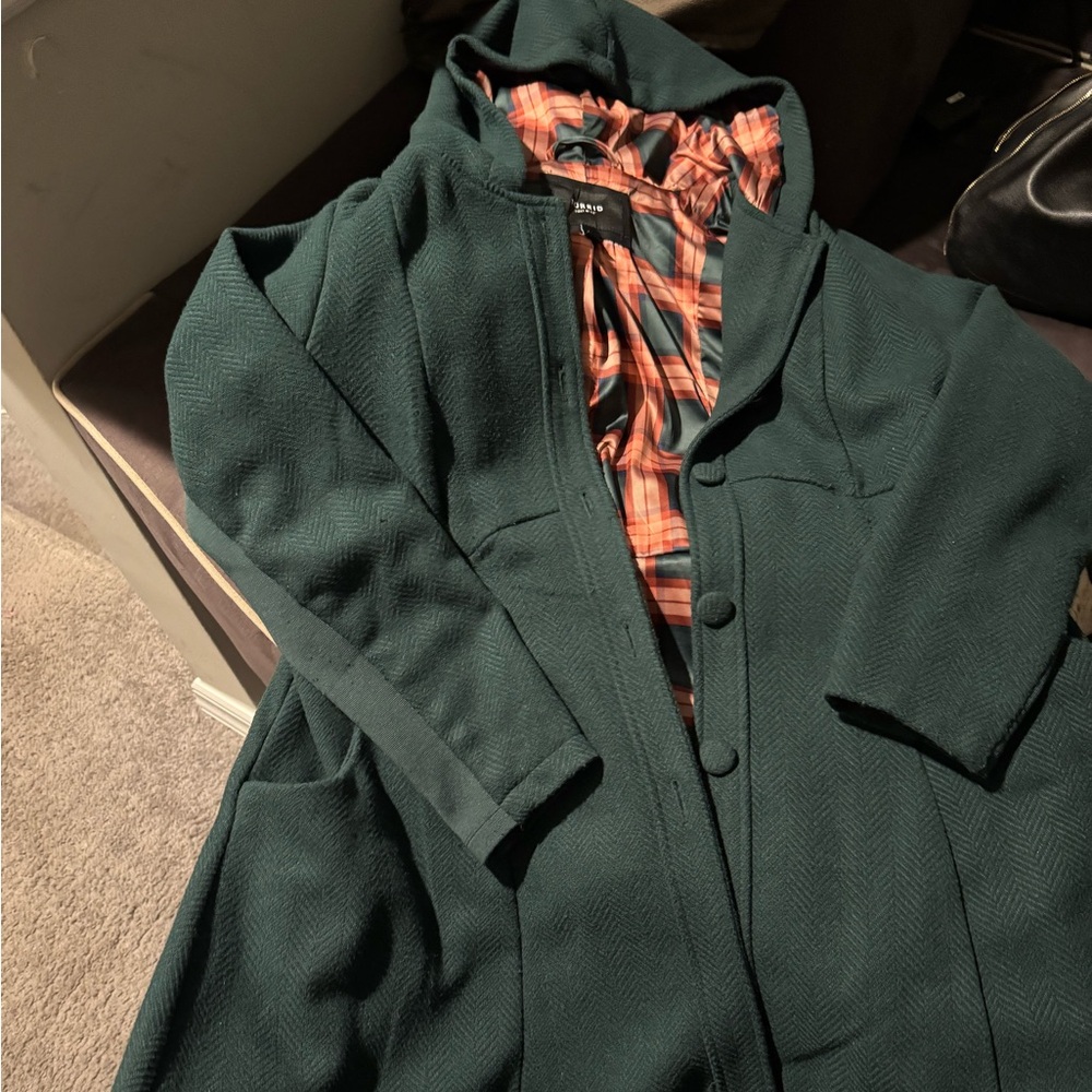 Torrid Emerald Herringbone Wool Coat 2